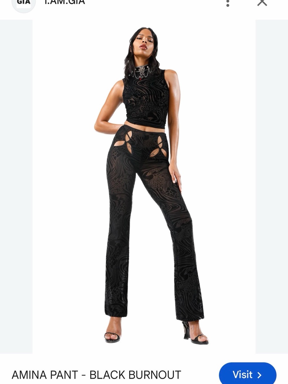 I.AM.GIA Black Burnout Cutout Flare Pants